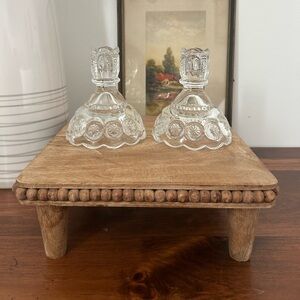Pair of Vintage LE Smith Moon and Star Clear Candlesticks
